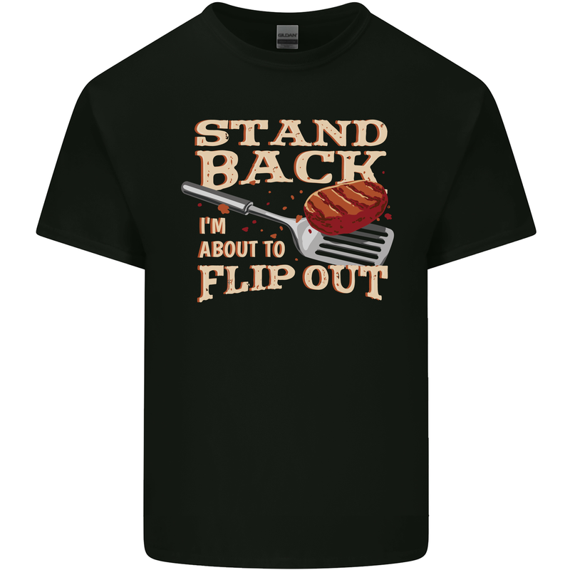 Flip Out Funny BBQ Grill Mens Cotton T-Shirt Tee Top Black