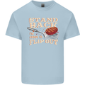 Flip Out Funny BBQ Grill Mens Cotton T-Shirt Tee Top Light Blue