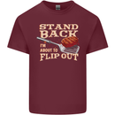 Flip Out Funny BBQ Grill Mens Cotton T-Shirt Tee Top Maroon