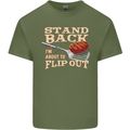 Flip Out Funny BBQ Grill Mens Cotton T-Shirt Tee Top Military Green