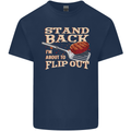 Flip Out Funny BBQ Grill Mens Cotton T-Shirt Tee Top Navy Blue