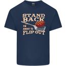 Flip Out Funny BBQ Grill Mens Cotton T-Shirt Tee Top Navy Blue