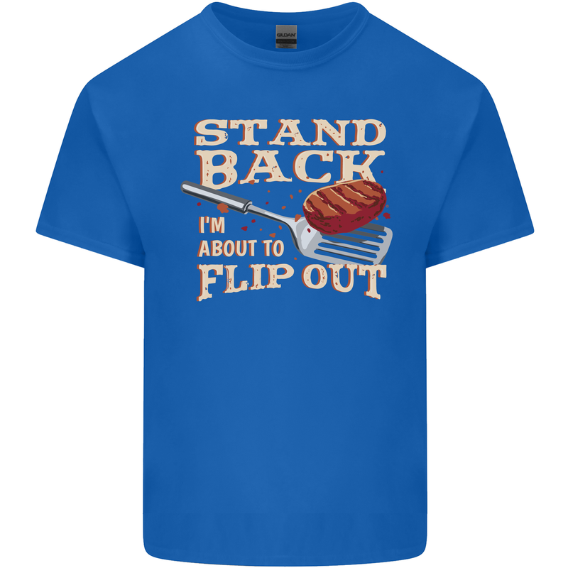 Flip Out Funny BBQ Grill Mens Cotton T-Shirt Tee Top Royal Blue