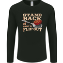 Flip Out Funny BBQ Grill Mens Long Sleeve T-Shirt Black