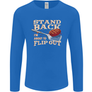 Flip Out Funny BBQ Grill Mens Long Sleeve T-Shirt Royal Blue