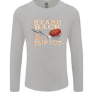Flip Out Funny BBQ Grill Mens Long Sleeve T-Shirt Sports Grey