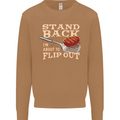 Flip Out Funny BBQ Grill Mens Sweatshirt Jumper Caramel Latte