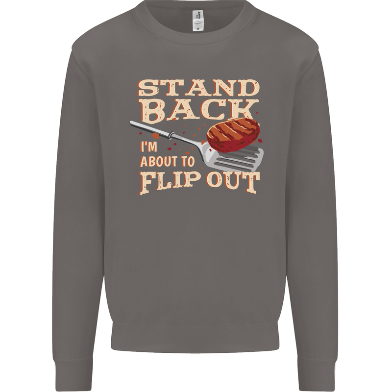 Flip Out Funny BBQ Grill Mens Sweatshirt Jumper Charcoal