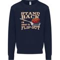 Flip Out Funny BBQ Grill Mens Sweatshirt Jumper Navy Blue