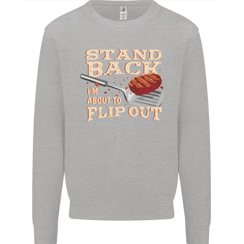 Flip Out Funny BBQ Grill Mens Sweatshirt Jumper Sports Grey