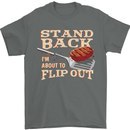Flip Out Funny BBQ Grill Mens T-Shirt 100% Cotton Charcoal