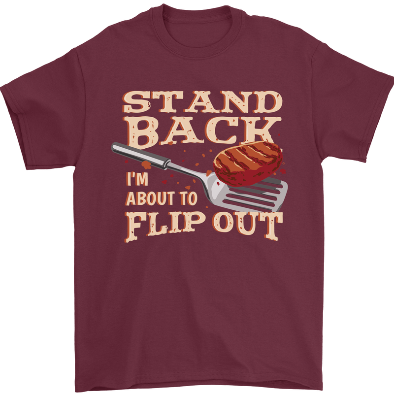 Flip Out Funny BBQ Grill Mens T-Shirt 100% Cotton Maroon