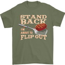 Flip Out Funny BBQ Grill Mens T-Shirt 100% Cotton Military Green
