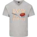 Flip Out Funny BBQ Grill Mens V-Neck Cotton T-Shirt Sports Grey