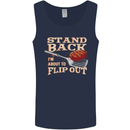 Flip Out Funny BBQ Grill Mens Vest Tank Top Navy Blue