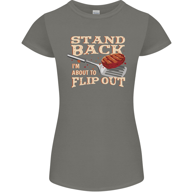 Flip Out Funny BBQ Grill Womens Petite Cut T-Shirt Charcoal