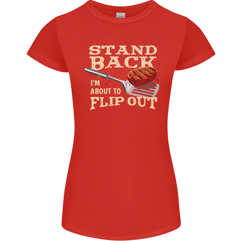 Flip Out Funny BBQ Grill Womens Petite Cut T-Shirt Red