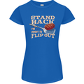 Flip Out Funny BBQ Grill Womens Petite Cut T-Shirt Royal Blue