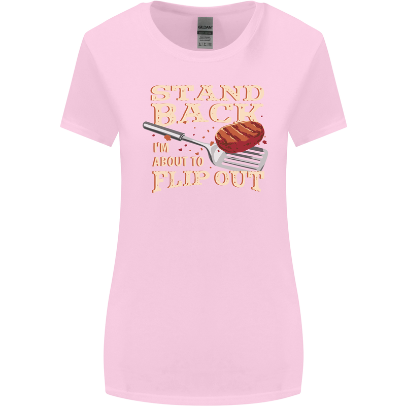 Flip Out Funny BBQ Grill Womens Wider Cut T-Shirt Light Pink