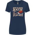 Flip Out Funny BBQ Grill Womens Wider Cut T-Shirt Navy Blue