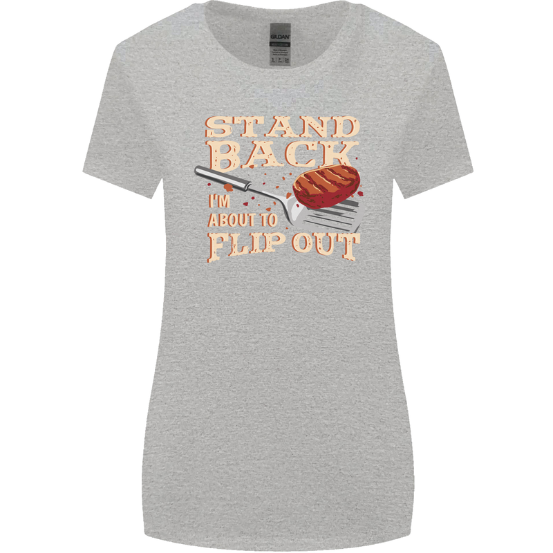 Flip Out Funny BBQ Grill Womens Wider Cut T-Shirt Sports Grey