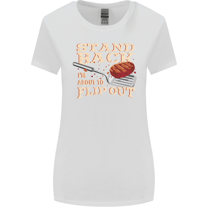 Flip Out Funny BBQ Grill Womens Wider Cut T-Shirt White