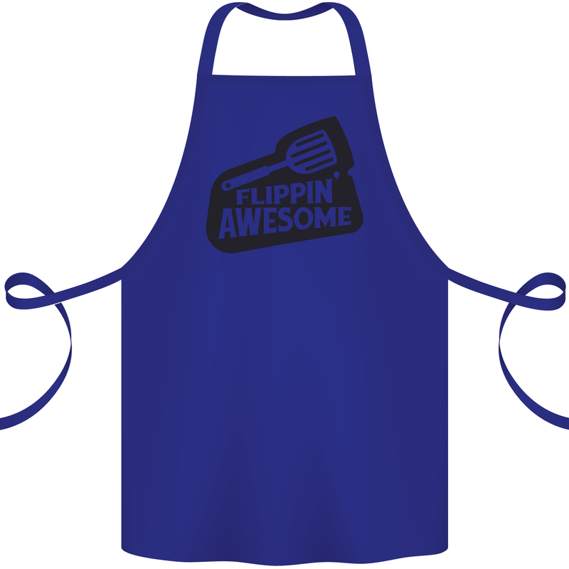 Flipping Awesome Funny BBQ Chef Fathers Day Cotton Apron 100% Organic Royal Blue