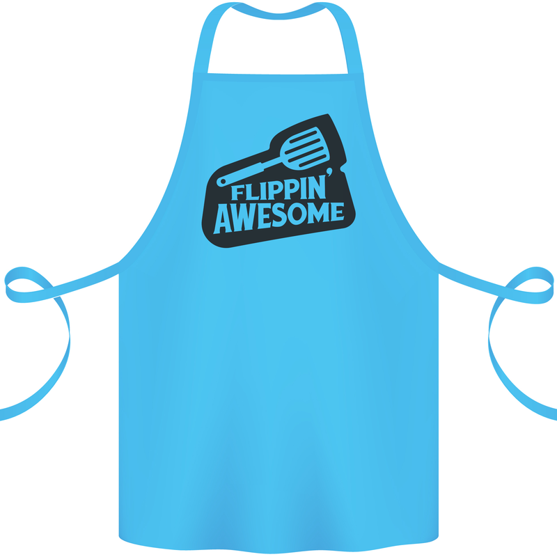 Flipping Awesome Funny BBQ Chef Fathers Day Cotton Apron 100% Organic Turquoise