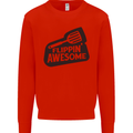 Flipping Awesome Funny BBQ Chef Fathers Day Kids Sweatshirt Jumper Bright Red