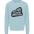 Flipping Awesome Funny BBQ Chef Fathers Day Kids Sweatshirt Jumper Light Blue