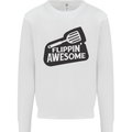 Flipping Awesome Funny BBQ Chef Fathers Day Kids Sweatshirt Jumper White