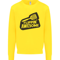 Flipping Awesome Funny BBQ Chef Fathers Day Kids Sweatshirt Jumper Yellow