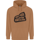 Flipping Awesome Funny BBQ Chef Fathers Day Mens 80% Cotton Hoodie Caramel Latte