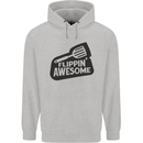 Flipping Awesome Funny BBQ Chef Fathers Day Mens 80% Cotton Hoodie Sports Grey