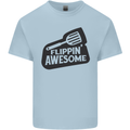 Flipping Awesome Funny BBQ Chef Fathers Day Mens Cotton T-Shirt Tee Top Light Blue