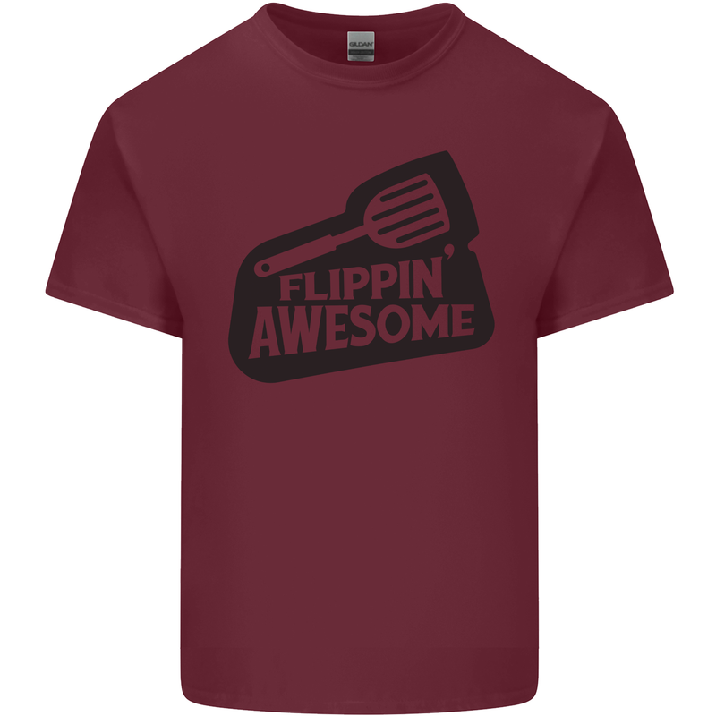 Flipping Awesome Funny BBQ Chef Fathers Day Mens Cotton T-Shirt Tee Top Maroon