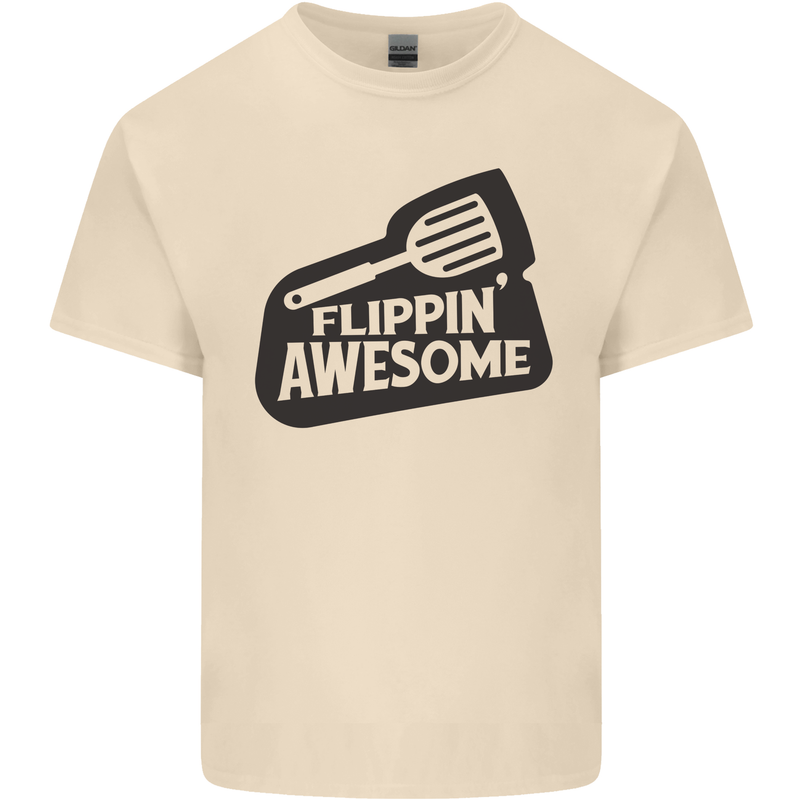 Flipping Awesome Funny BBQ Chef Fathers Day Mens Cotton T-Shirt Tee Top Natural