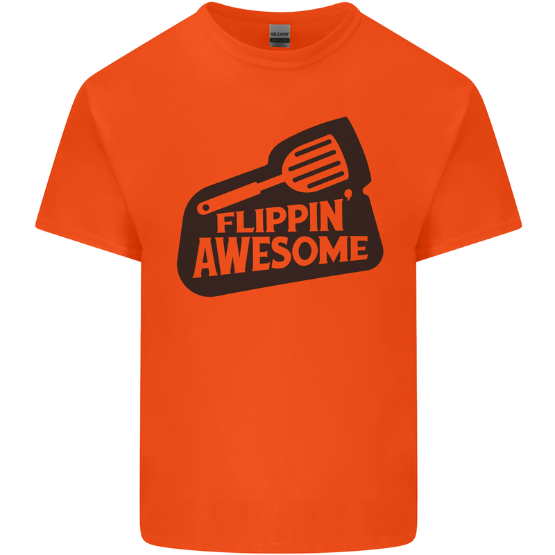 Flipping Awesome Funny BBQ Chef Fathers Day Mens Cotton T-Shirt Tee Top Orange