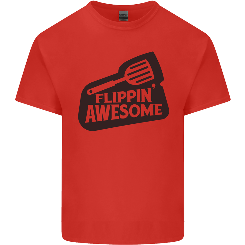 Flipping Awesome Funny BBQ Chef Fathers Day Mens Cotton T-Shirt Tee Top Red