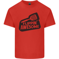 Flipping Awesome Funny BBQ Chef Fathers Day Mens Cotton T-Shirt Tee Top Red