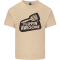 Flipping Awesome Funny BBQ Chef Fathers Day Mens Cotton T-Shirt Tee Top Sand