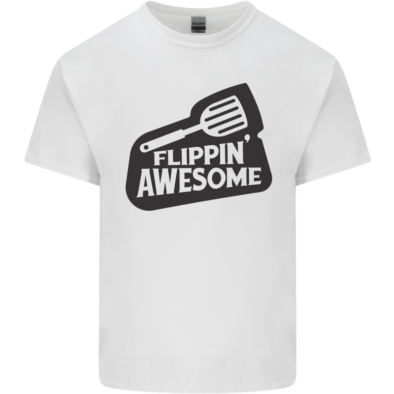 Flipping Awesome Funny BBQ Chef Fathers Day Mens Cotton T-Shirt Tee Top White