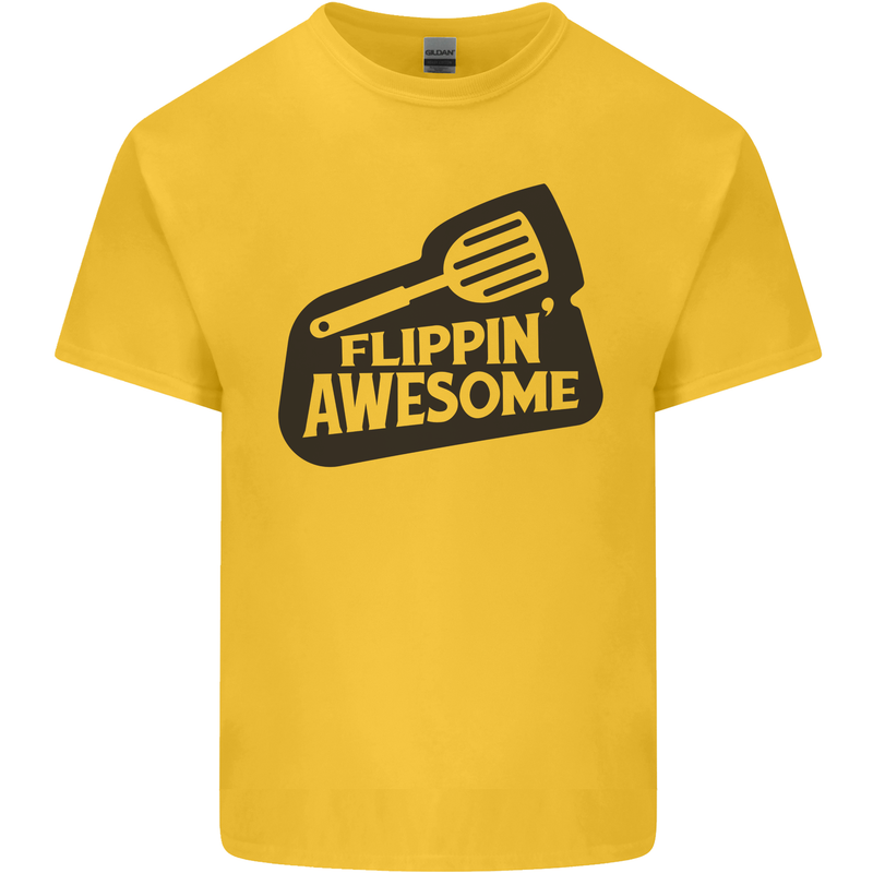 Flipping Awesome Funny BBQ Chef Fathers Day Mens Cotton T-Shirt Tee Top Yellow