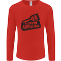 Flipping Awesome Funny BBQ Chef Fathers Day Mens Long Sleeve T-Shirt Red