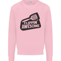 Flipping Awesome Funny BBQ Chef Fathers Day Mens Sweatshirt Jumper Light Pink