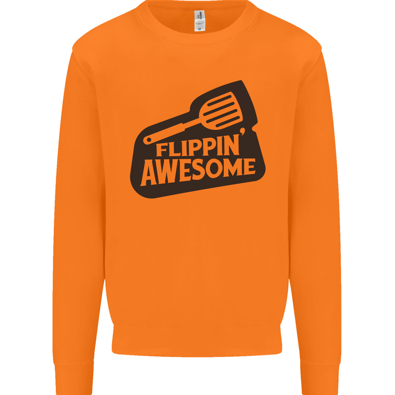 Flipping Awesome Funny BBQ Chef Fathers Day Mens Sweatshirt Jumper Orange