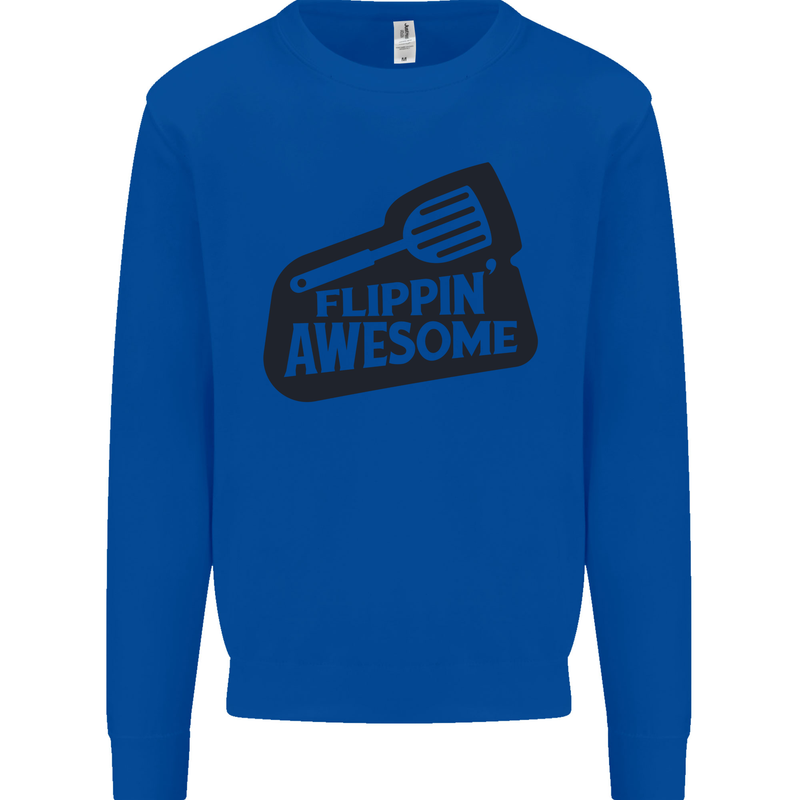 Flipping Awesome Funny BBQ Chef Fathers Day Mens Sweatshirt Jumper Royal Blue