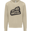 Flipping Awesome Funny BBQ Chef Fathers Day Mens Sweatshirt Jumper Sand