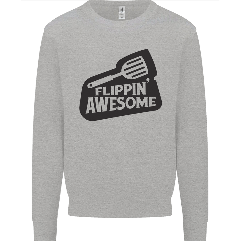 Flipping Awesome Funny BBQ Chef Fathers Day Mens Sweatshirt Jumper Sports Grey