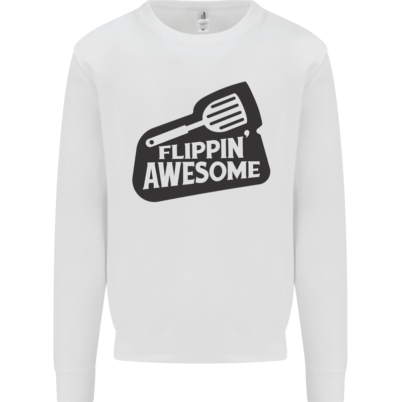 Flipping Awesome Funny BBQ Chef Fathers Day Mens Sweatshirt Jumper White